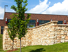 Fire station retaining wall